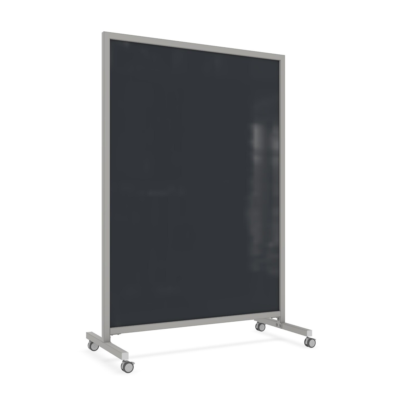 Ghent EZ Glass Mobile Dry-Erase Whiteboard, Aluminum Frame, 75H x 50W, Black (EZ1NA7550BK)