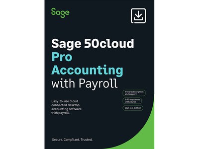 Sage 50cloud Pro Accounting with Payroll for 1 User, Windows, Download (50CPROP23ESDCSRT)