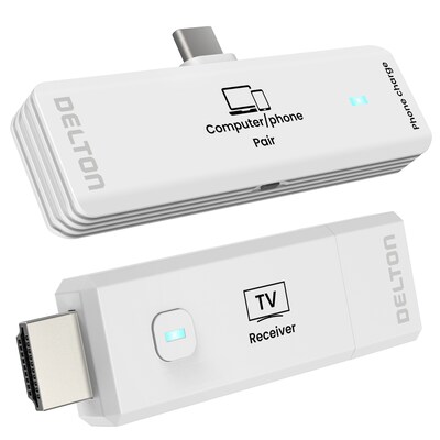 Delton D8 Wireless HDMI Transmitter and Receiver, USB-C to HDMI, 1080p, 2.4/5 GHz Dual-Band, 98 ft. Range, White (DVAD8WH)