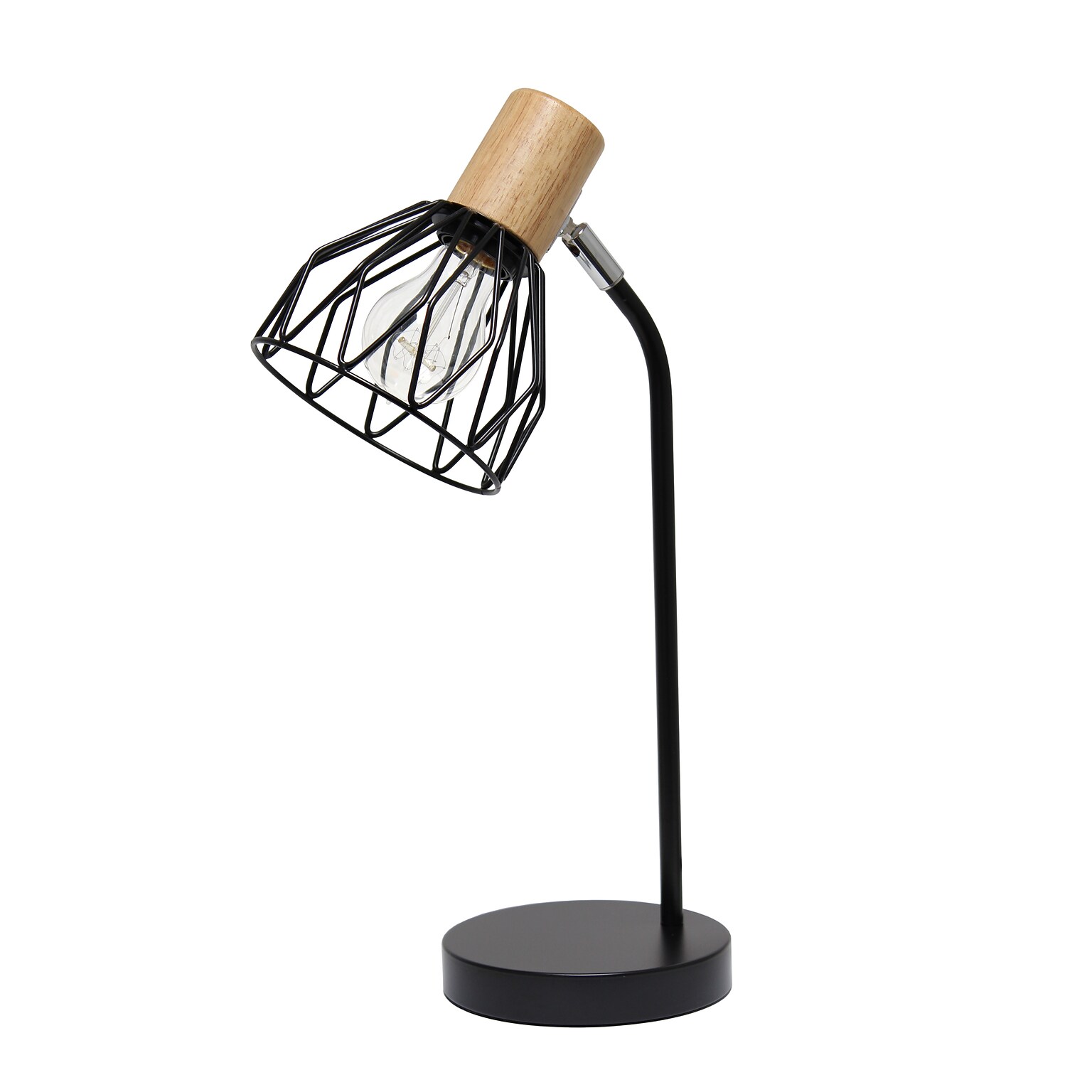 Simple Designs Farmhouse Fusion LED Desk Lamp, 18.19, Black Iron (LD2022-BLK)