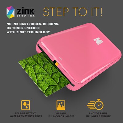 Kodak Step Mobile Zero Ink Instant Photo Printer, Single-Function, Pink (RODMP20AMZP)