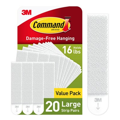 Command Large Picture Hanging Strips, Damage-Free, White, 20 Pairs, 40-Command Strips (17206-20NA)