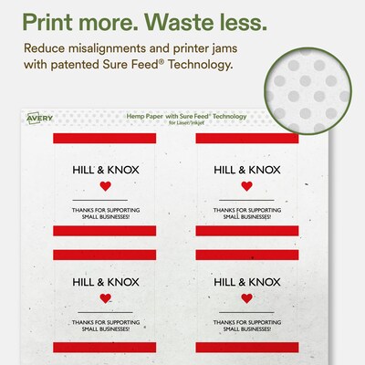 Avery Hemp Square Laser/Inkjet Multipurpose Labels, 3" x 3", Off-White (120/Pack)
