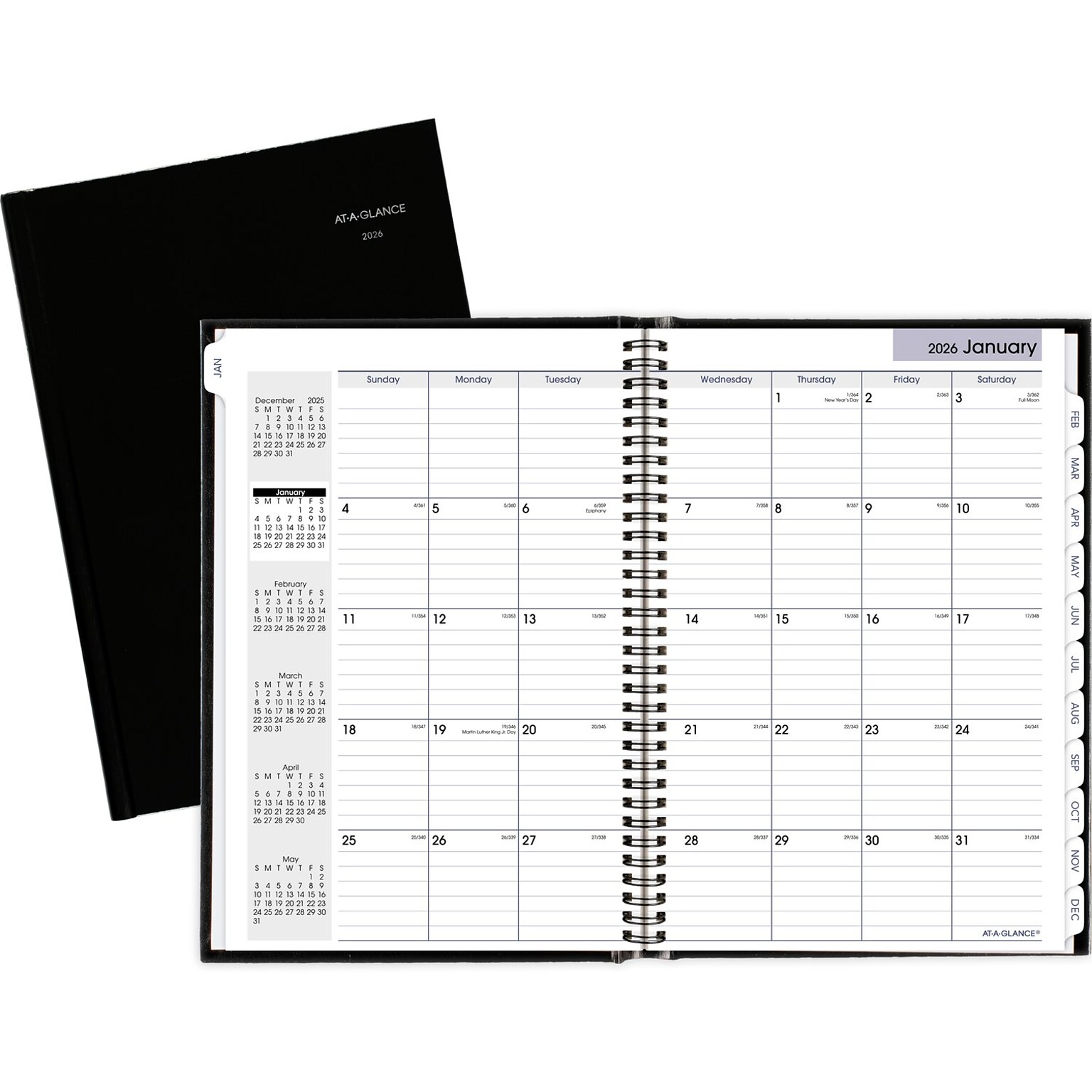 2026 AT-A-GLANCE DayMinder 8 x 11.75 Monthly Planner, Faux Leather Cover, Black (G470H-00-26)