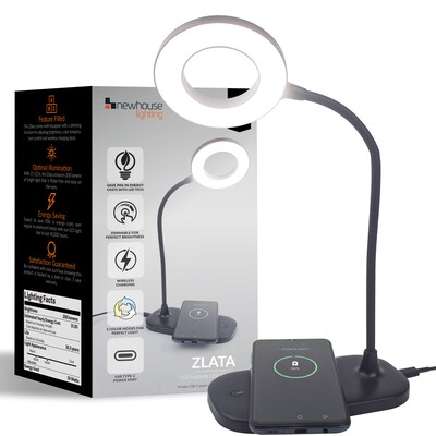 Newhouse Lighting Zlata Dimmable and Wireless Charging Desk Lamp, Black (NHDK-ZL-BK)