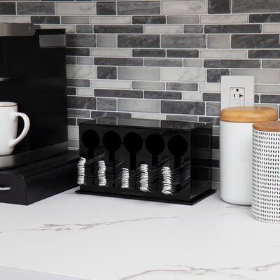 Mind Reader 5-Compartment Plastic Utensil Sorter and Dispenser, Black (5CSTOR-BLK)
