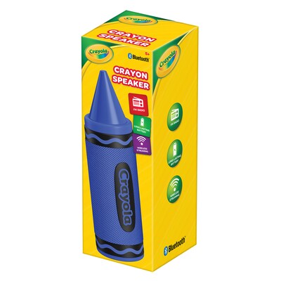 Crayola Wireless Bluetooth Portable Crayon Speaker with FM Radio, Blue (CBT450B)