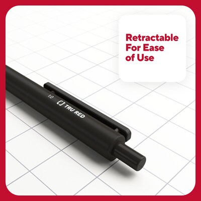 TRU RED™ Retractable Quick Dry Gel Pen, Medium Point, 1.0mm, Black, 5/Pack (TR56952)