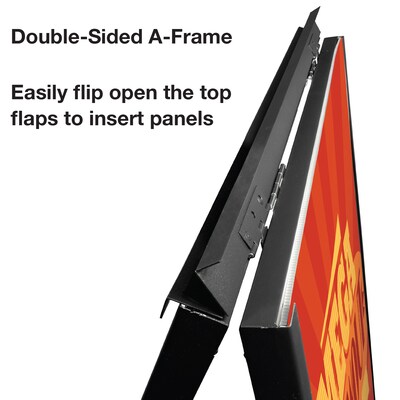 Excello Global Products Indoor/Outdoor Sidewalk A-Frame Board, 24" x 36", Black/White (EGP-HD-0507-S)