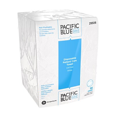 Pacific Blue Select Patient Care Single Fold Paper Towels, 1-ply, 55 Sheets/Pack, 24 Packs/Carton (29506)