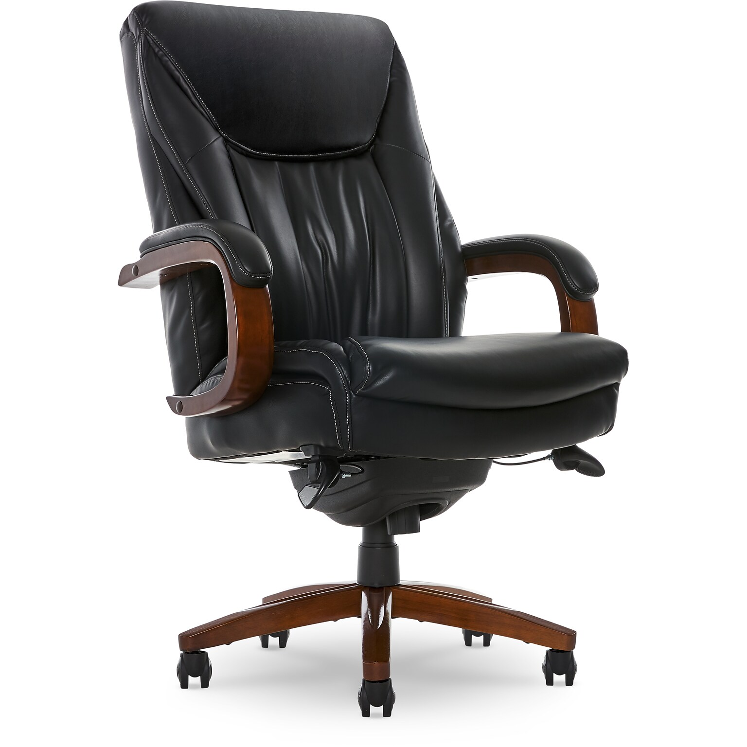 La-Z-Boy Big & Tall Edmonton Ergonomic Bonded Leather Swivel Executive Chair, Black (45764A)