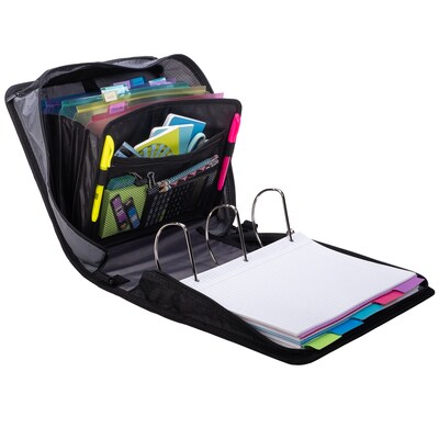 Case It King Sized Zip Tab 4 3-Ring Zipper Binders, D-Ring, Blue (D-186 BLU)