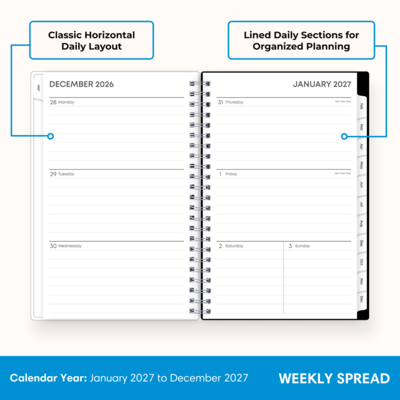 2027 Blue Sky 5 x 8 Weekly & Monthly Planner, Black/White (164014)