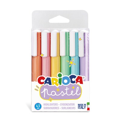 CARIOCA Pastel Highlighter with Grip, Chisel Tip, Assorted Colors, 6/Pack, 2/Bundle (CRA43033-2)