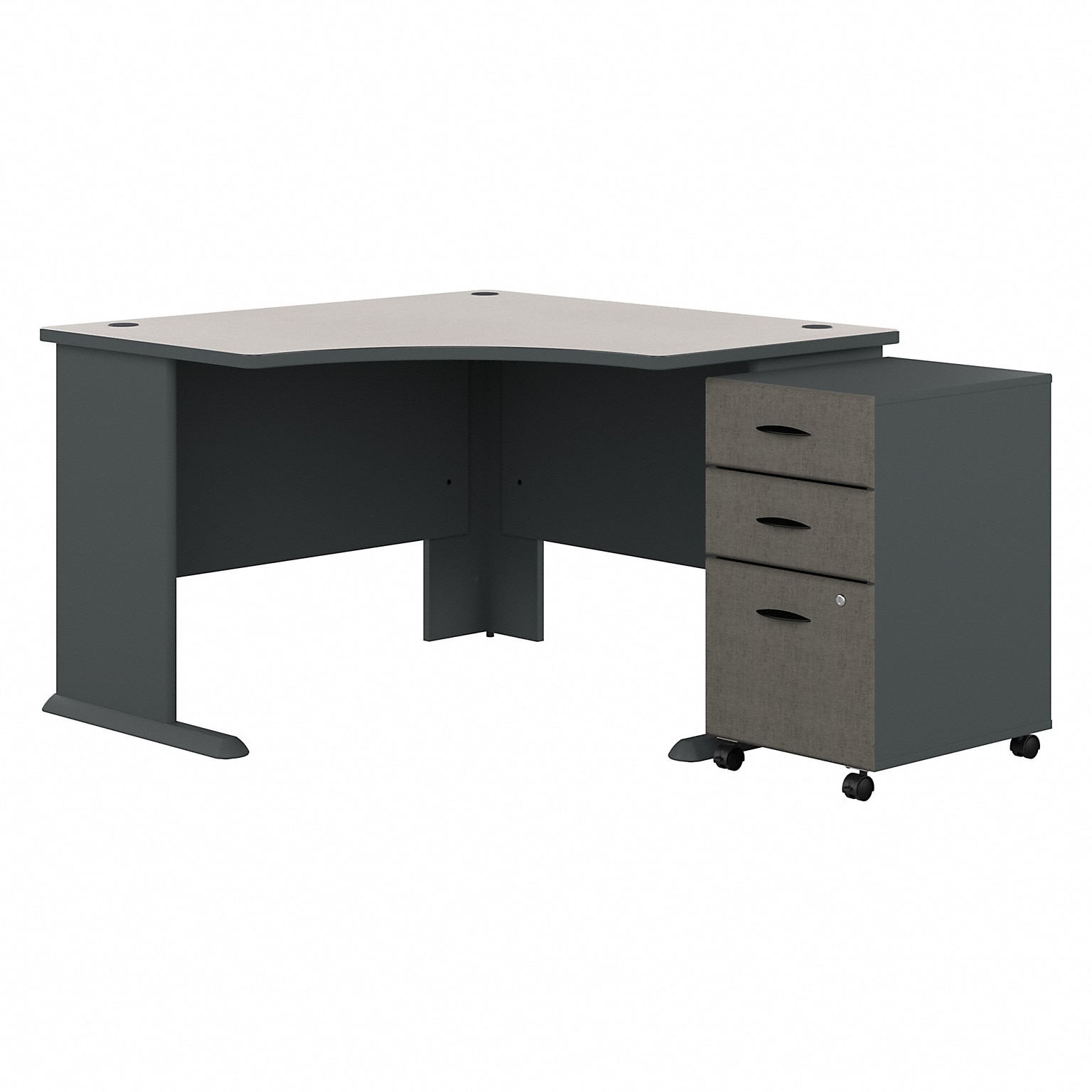Bush Business Furniture Cubix 48W Corner Desk with Mobile File Cabinet, Slate/White Spectrum (SRA035SLSU)