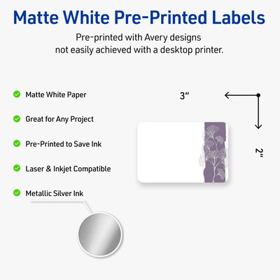 Avery Laser/Inkjet Rectangle Multipurpose Labels, 2 x 3, White, 80/Pack (S00F4Q)