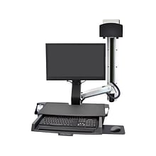 Ergotron StyleView Adjustable Combo System with Work Surface, Up to 24 Monitor, Polished Aluminum (