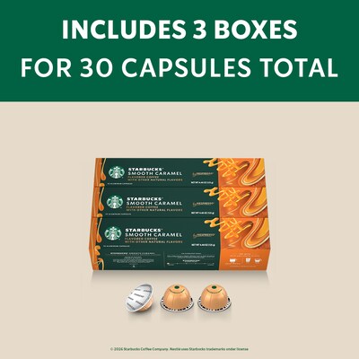 Nespresso Starbucks Smooth Caramel Coffee Nespresso Vertuo Capsules, Light Roast, 30/Pack (163920)