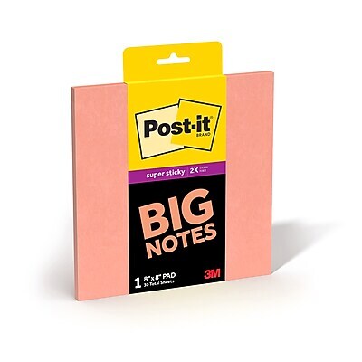 Post-it Super Sticky Big Notes, 8 x 8, Papaya Fizz, 30 Sheet/Pad, 1 Pad (BN-8PFZ)