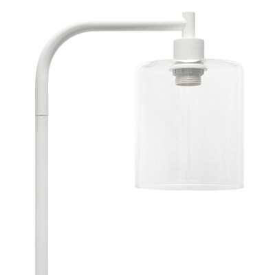 Simple Designs Antique Style Industrial Iron Lantern Floor Lamp with Glass Shade, White (LF1036-WHT)