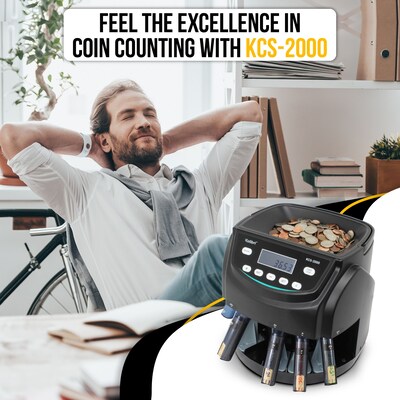 Kolibri KCS-2000 Coin Sorter, 4 Compartments, Black (KCS-2000)