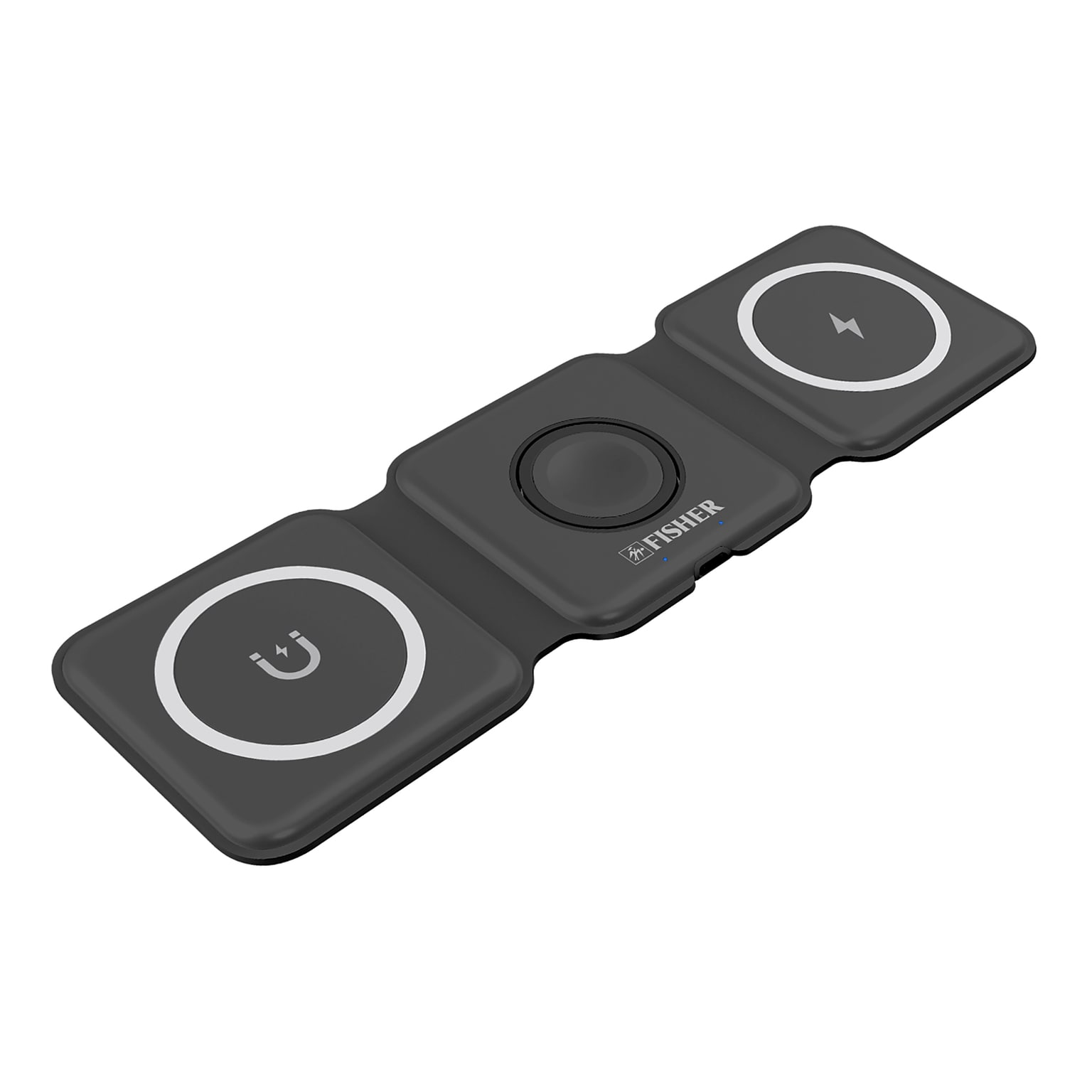 Fisher Tech Essentials Magnetic 3-in-1 Foldable Wireless Charging Pad, 15W, 4-ft., Black (FWIC285K)