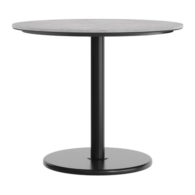 Flash Furniture Acadia 36" Round Wooden Dining Table with Round Base, Gray Faux Concrete/Black Base (STRD36CGTR24)
