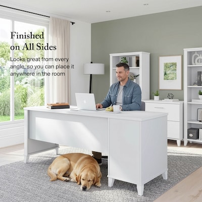 Bush Furniture Somerset 72"W Office Desk with Drawers, White (WC81972)