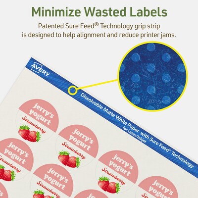 Avery Dissolvable Circle Multipurpose Labels, 1-2/3" Dia., Off-white, 100/Pack (94508)