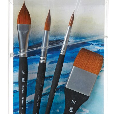 Princeton Aqua Elite Watercolor Synthetic Brush Box Set, 4/Pack (PBXP4850BSET)