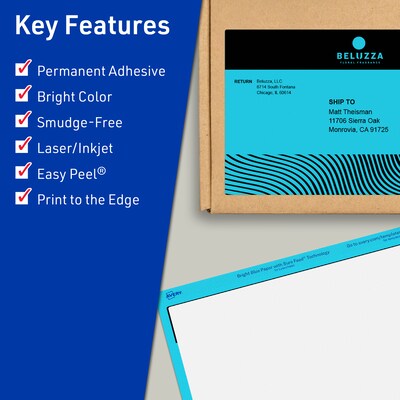 Avery Printable Rectangle Multipurpose Labels, 4.75 x 7.75, Bright Blue, 20/Pack (94255)