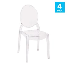Flash Furniture Revna Resin Banquet & Event Ghost Chairs, Armless, Transparent Crystal, 4/Pack (ZHGH
