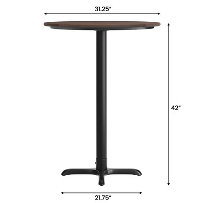 Flash Furniture Acadia 31.25" Round Wooden Dining Table with X-Base, Dark Brown/Black Base (STRD31WBRT2222B)