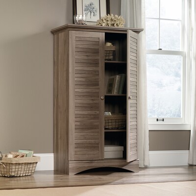 Sauder Harbor View 61H Storage Cabinet with 5 Shelves, Salt Oak (416825)