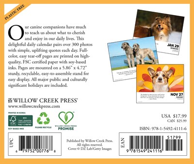 2025 Willow Creek What Dogs Teach Us 6 x 5.5 Day-to-Day Calendar (41116)
