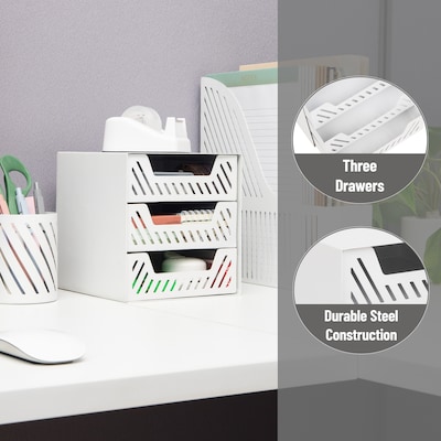 Mind Reader Metal Desk Organizer, White (3SLDR-WHT)