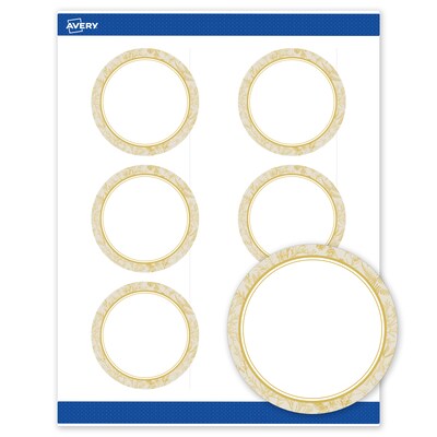 Avery Round Laser/Inkjet Multipurpose Labels, 3 Dia., White, 60/Pack (19479371065)