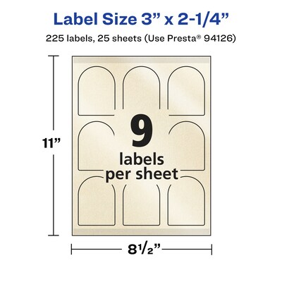 Avery Pearlized Ivory Decorative Edge Multipurpose Labels, 3" x 2.25", Ivory, 225/Pack (94126)