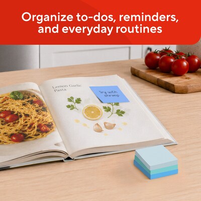 Staples Sticky Notes, 3" x 3", Watercolor Colors, 2400 Sheets – Decorative Self-Stick Notes for Messages, Planning & Journaling
