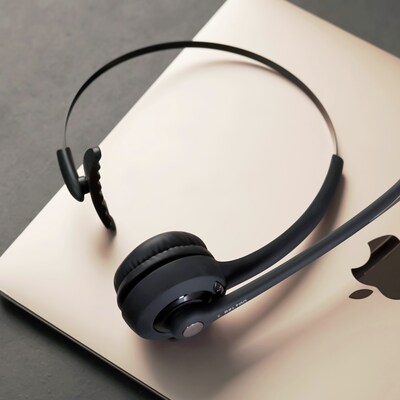 Delton Wireless Noise-Canceling Bluetooth Mono Headset, Over-the-Head, Black (DBTHEAD10XBTDL)