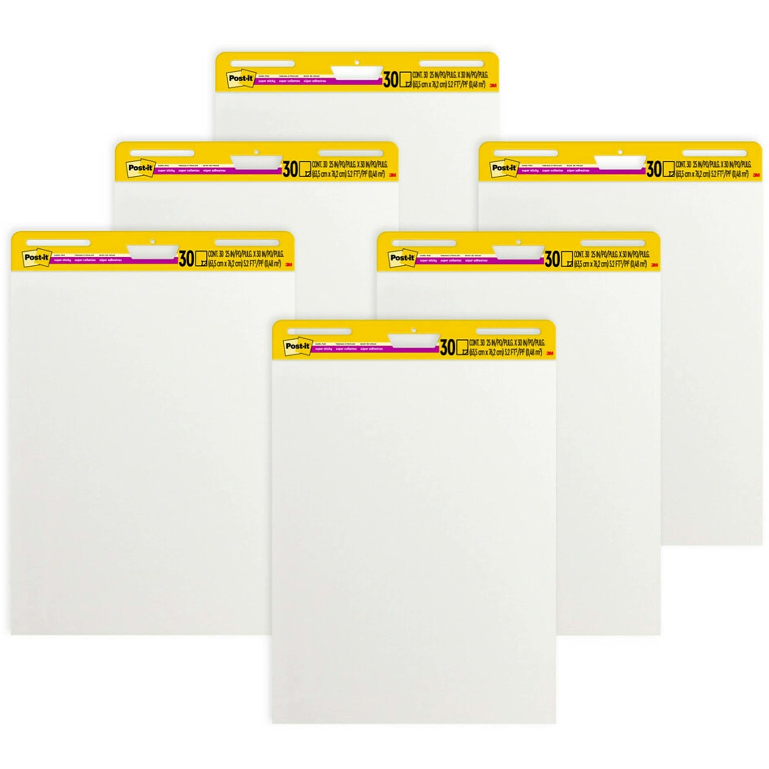 Post-it Super Sticky Easel Pad, 25 x 30, 30 Sheets/Pad, 6 Pads/Pack (559-VAD-6PK)