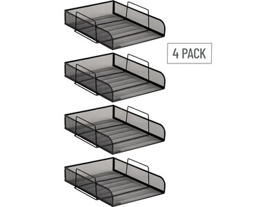 Mind Reader 4-Tier Stackable Paper Desk Tray, Metal Mesh, Black, 4/Pack (BSTACK4-BLK)