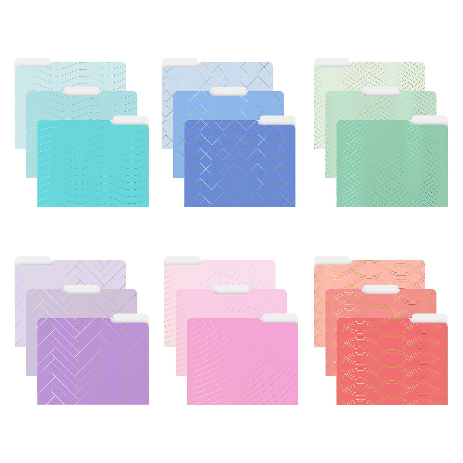 Better Office Heavy-Duty File Folders, 1/3-Cut Tab, Letter Size, Paper Stock, Ombre Rainbow, 18/Pack (80030-18PK)