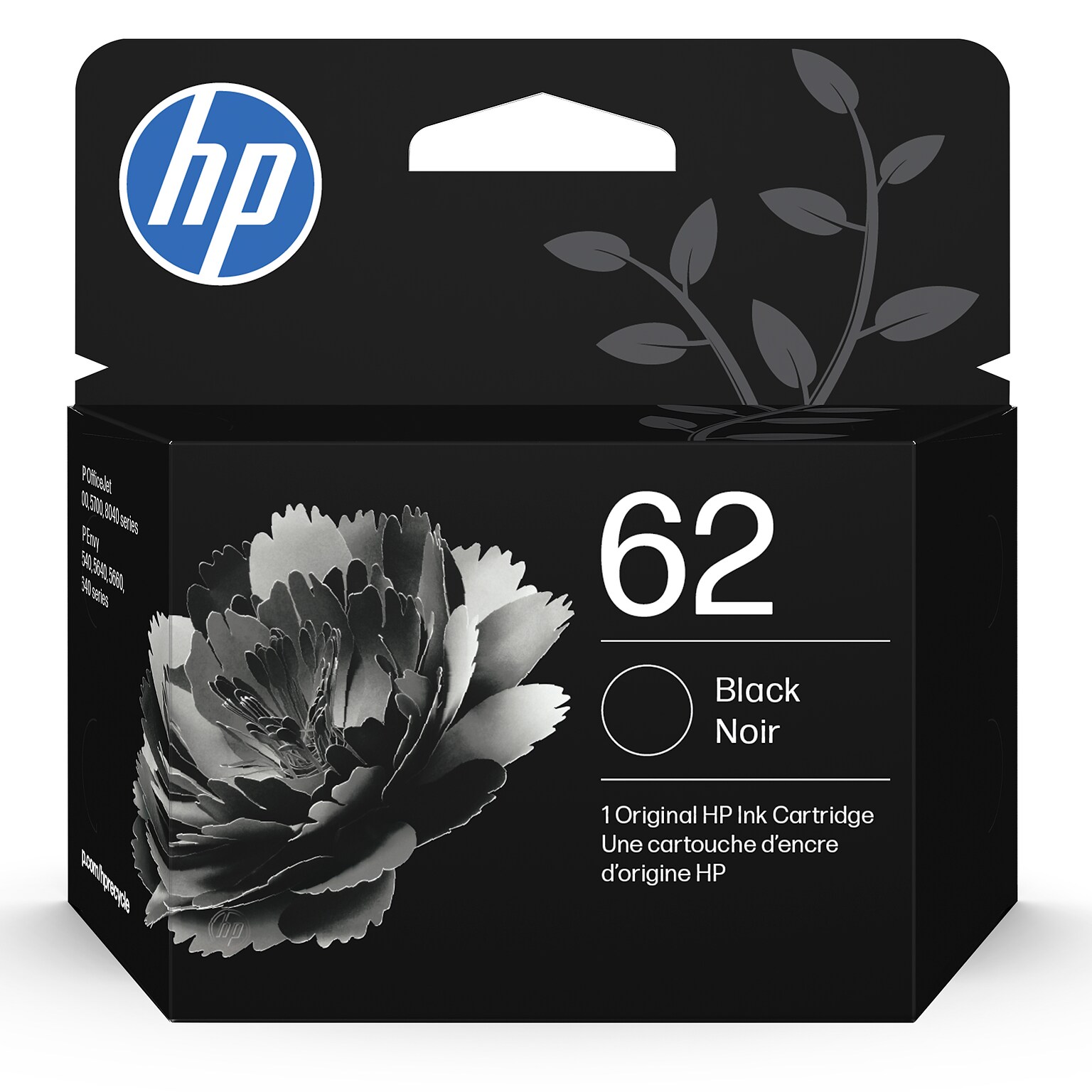 HP 62 Black Standard Yield Ink Cartridge, Prints Up to 200 Pages (C2P04AN#140)