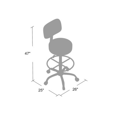 Boss Office Products Caressoft Medical/Drafting Stool w/ Back Cushion (B16245GY)