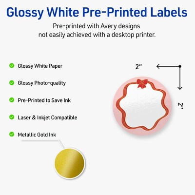 Avery Circle Multipurpose Labels, 2 Dia., White, 120/Pack (19479370579)