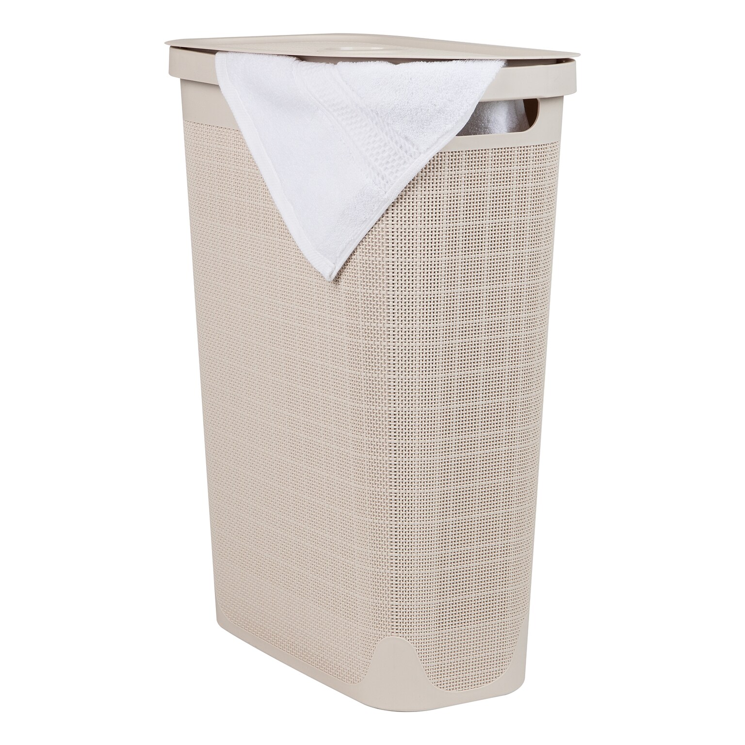 Mind Reader 10.57-Gallon Hamper with Lid, Plastic, Ivory (40FABHAMP-IVO)