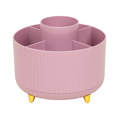 Staples 5-Compartment Rotating Plastic Desk Organizer, Dusty Pink (ST63865)