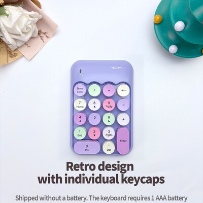 SaharaCase Retro Numeric Keypad Wireless Ergonomic Number Pad, Purple (KB46)