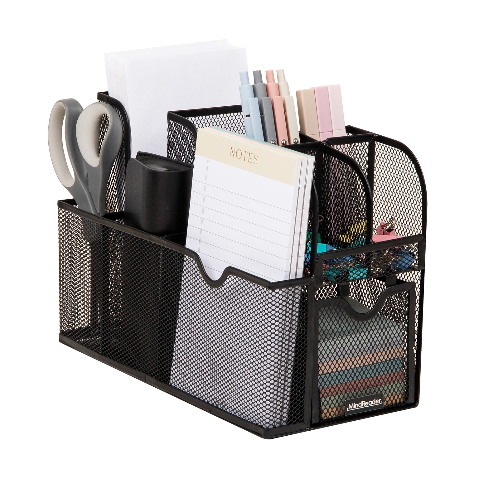 Mind Reader 3-Tier 11-Compartment Metal Cup and Condiment Countertop Organizer, Black (MESHCAD-BLK)